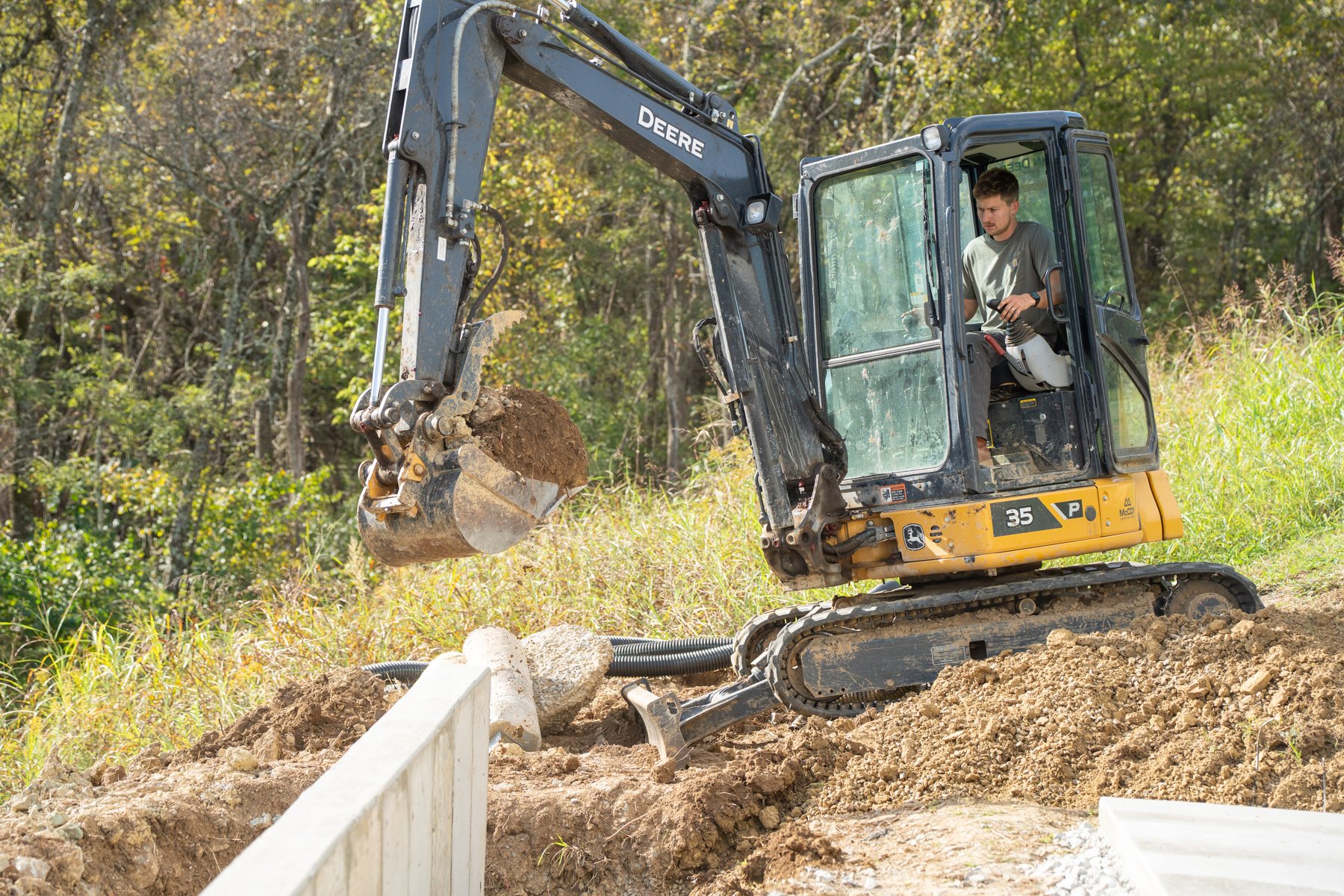 Cunningham Contracting excavator working at a job site