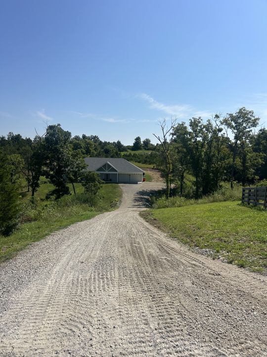 Gravel driveway through the property